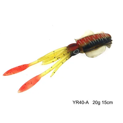ORJD Trolling Lure Soft Squid Lure 7g 15g 20g 60g Luminous UV Squid Jig For Sea Fishing Boat Fishing Wobbler Bait For Snapper 20G 15CM NO HOOK
