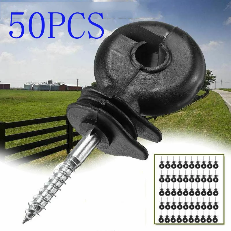 50pcs Electric Fence Offset Ring Insulator Fencing Screw In Posts Wire Safe Agricultural garden supplies accessories