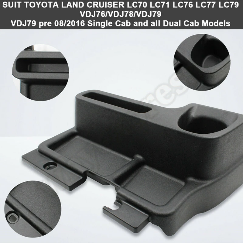 Front Center Console Storage Box Tray for Toyota Land Cruiser Accessories LC70 LC71 LC76 LC77 LC79 VDJ76 VDJ78 VDJ79 Cup Holder