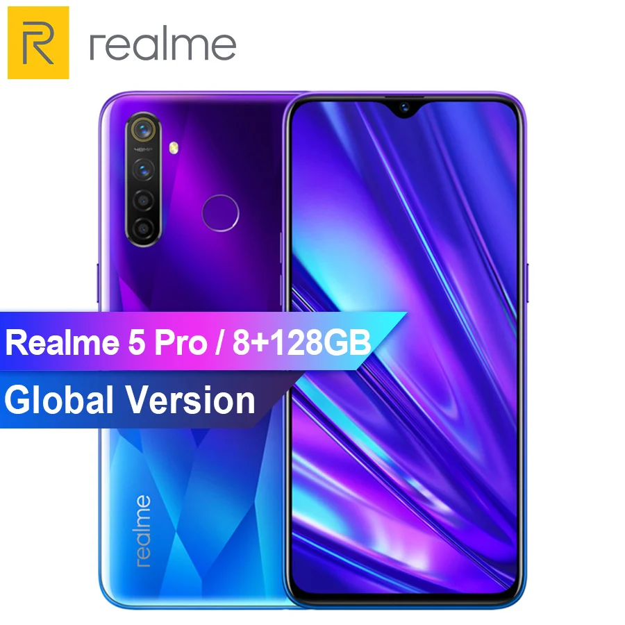 REALME 5 pro 6,3 ''8G 128GB смартфон Android P Восьмиядерный 4035 мАч 48 + 16 Мп двойной Камера VOOC Быстрая зарядка 3,0 мобильный телефон