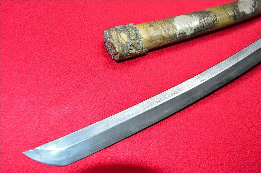 Японский меч Wakizashi катана дамасская сталь лезвие медная оболочка W животное|Мечи|