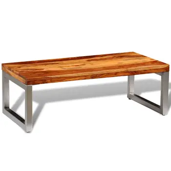 

vidaXL Solid Sheesham Wood Coffee Table with Steel Leg