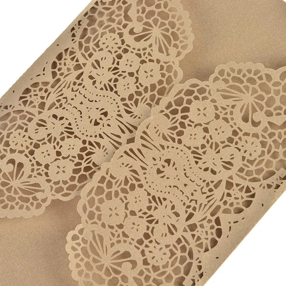  To Friends 10pcs Flower Pattern Laser Cut Lace Wedding Invitations West Cowboy Customize Invitation - 4.00056E+12