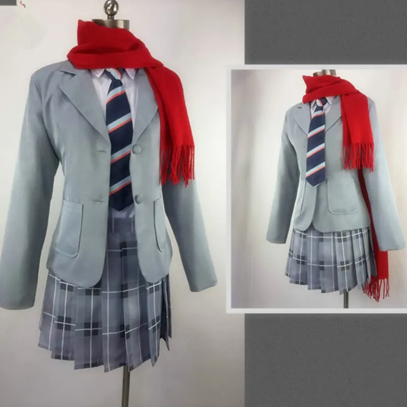 Hot Anime Game DARLING in the FRANXX CODE:002 Zero Two Cosplay Costume School Uniform Full Set Shirt+ jacket+ scarf+ wig+Tie