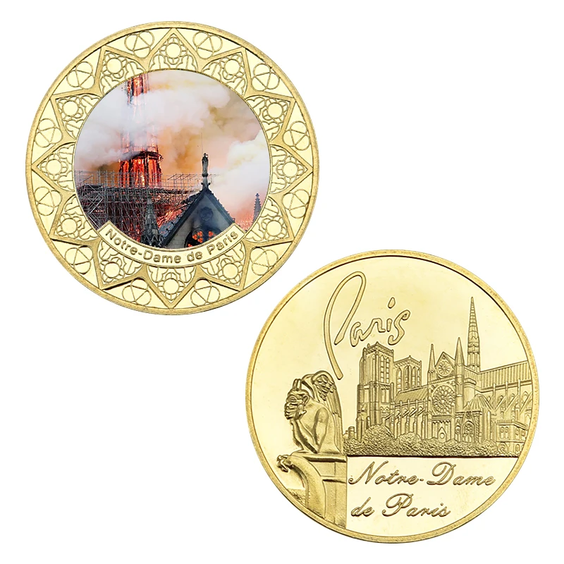 WR Париж Франция собора Нотр-Дам позолоченные монеты с монетницей на заказ монета подарок пункт дропшиппинг - Цвет: coin 3