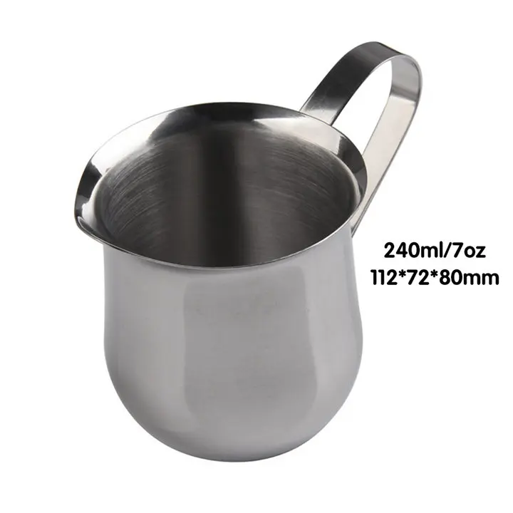 240ml VOGVIGO Нержавеющая сталь Кофе молока Кубок пенообразователь 60/90/150/240 мл Oz бариста Craft вспениватель молока искусство латте вытягивающийся цветок чашка - Color: 240ml
