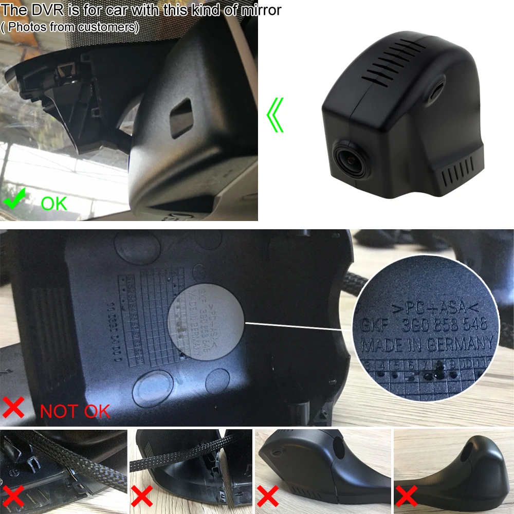 Автомобильный регистратор DVR видеорегистратор камера Wifi цифровой видеорегистратор для Volkswagen Passat B8 Touran Lamando Corsar Carat