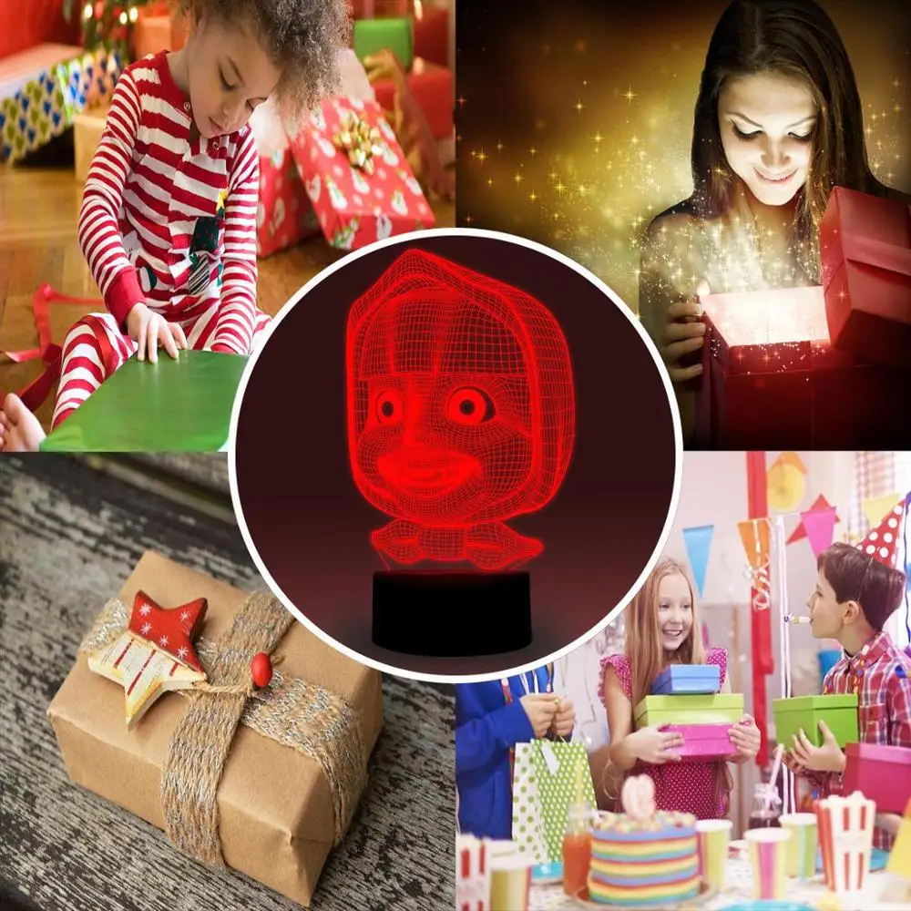 NiteApps 3D Marsa и Медведь ночник настольная лампа Иллюзия украшение лампа подарок на день рождения приложение/сенсорное управление