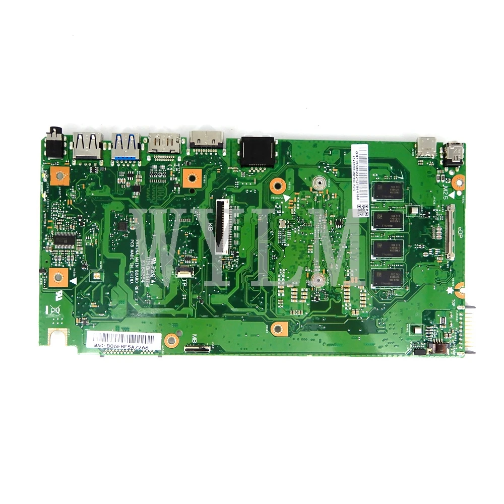  X541NA N3350 CPU 4GB RAM REV 2.1 mainboard For ASUS X541 X541N X541NA laptop motherboard 90NB0B30-R