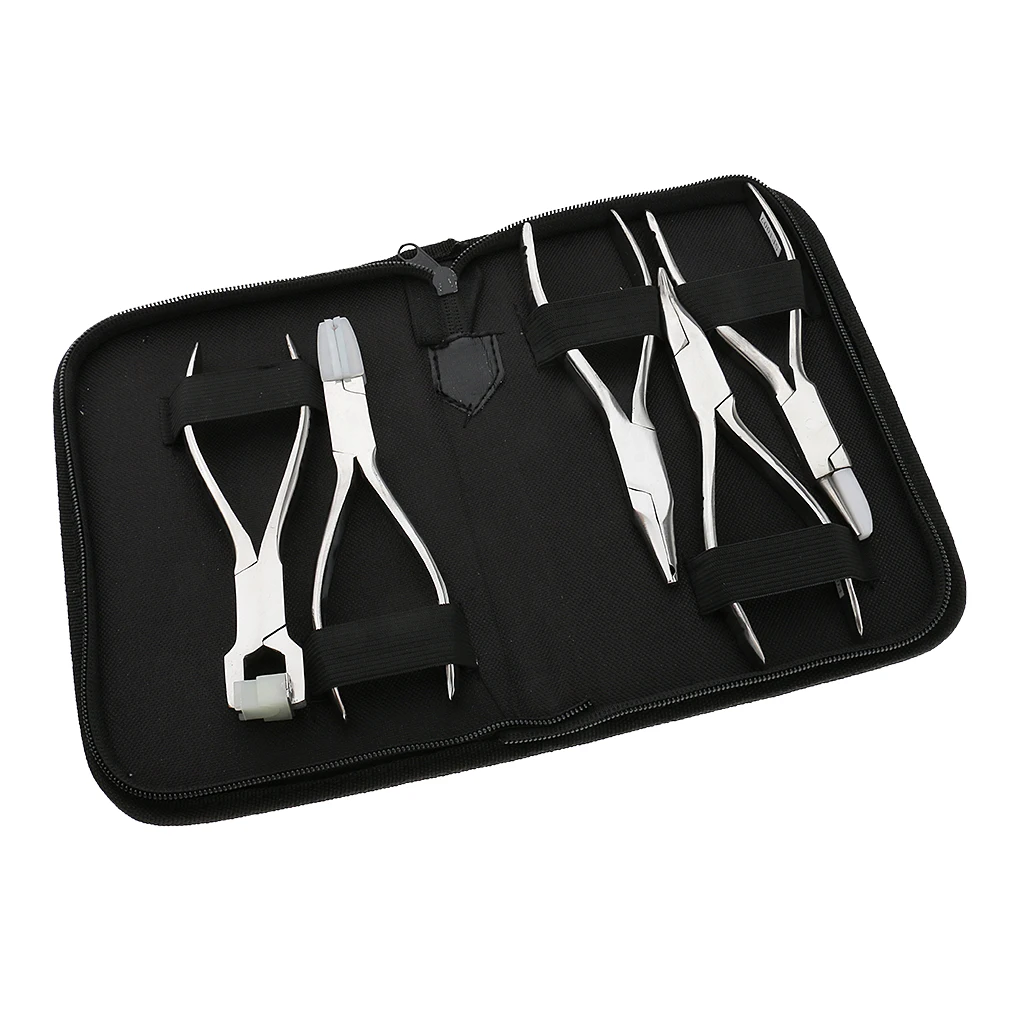 Set of 5pcs Stainless Steel Optic Eye Glasses Optician Eyeglasses Frame Repair Optical Pliers Tools Kit with Black Pouch Bag
