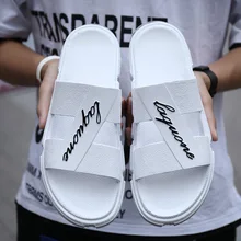 Модные летние мужские шлепанцы; трендовая Уличная обувь на плоской подошве; Высококачественная Нескользящая пляжная обувь; Дышащие Модные Повседневные шлепанцы; светильник