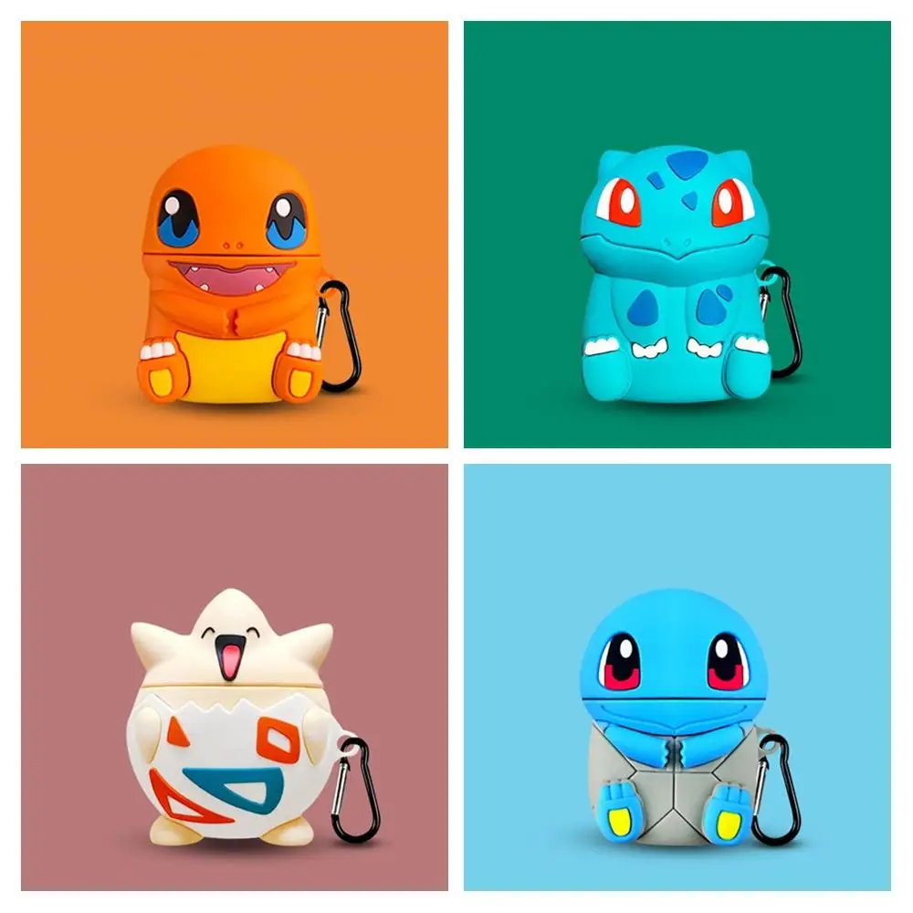 

Cute Cartoon 3D Squirtle Togepi Earphone Cases Keychain For Apple Airpods 1 2 Soft Wireless Bluetooth Headset Protect Cover