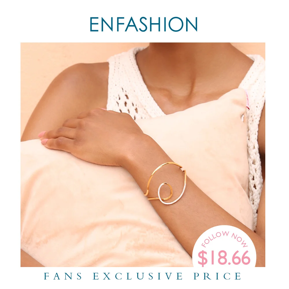 Женский широкий браслет ENFASHION Wave Curve открытый Браслет манжета в стиле бохо