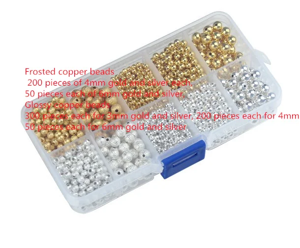 

3 4 6mm box Beads Copper Ball Frosted beads Crimp End Beads Stopper Spacer Beads For DIY Jewelry Making Findings Wholesale