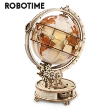 Robotime Rokr 147 PCS Luminous Globe with LED Light DIY Wooden Model Building Block Kits Assembly Toy Gift for Children Adult