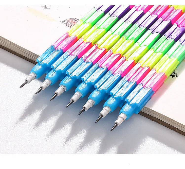 5 шт. Мультяшные милые деревянные радужные цветные карандаши HB 8 секций съемный пишущий карандаш для студентов, школьников, офиса, канцелярские принадлежности