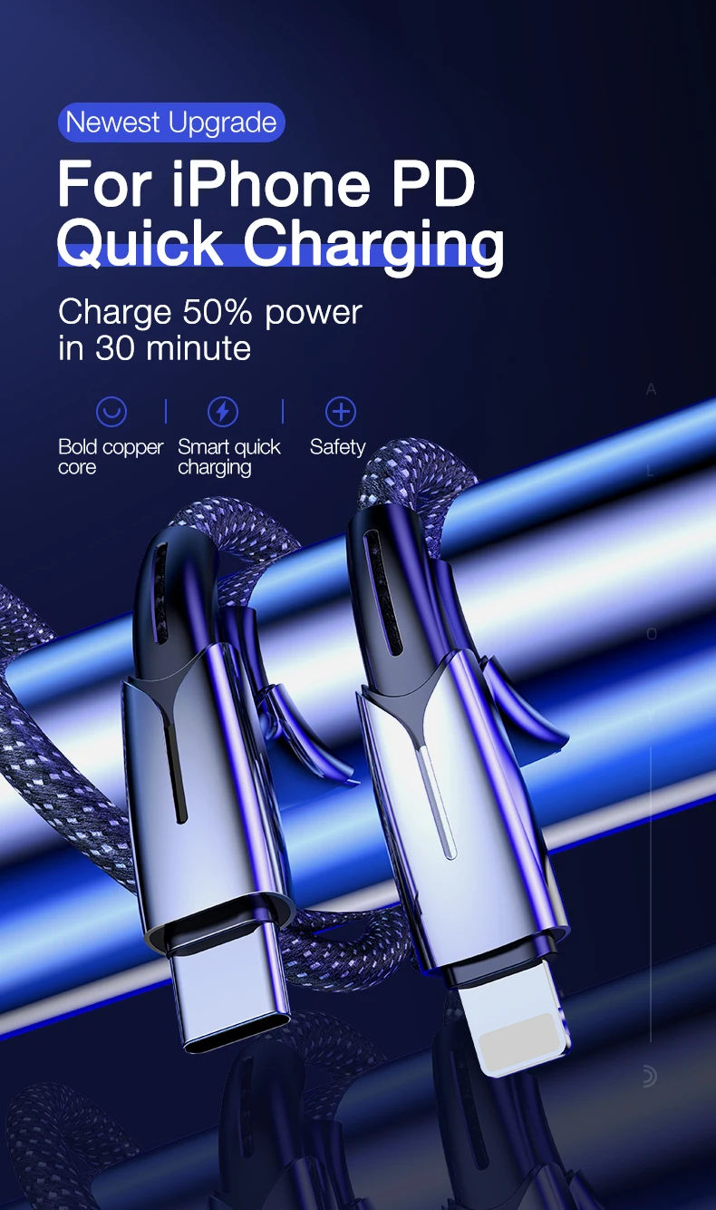 Cafele USB-C PD кабель для быстрой зарядки type C для Lightning 18 Вт 2A Зарядное устройство USB C для iPhone XR XS Max 8 PD ISO кабель