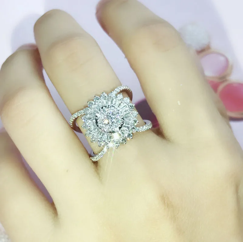 18k Белое Золото 2ct алмазное кольцо обручальное & свадебное натуральное Кольцо C