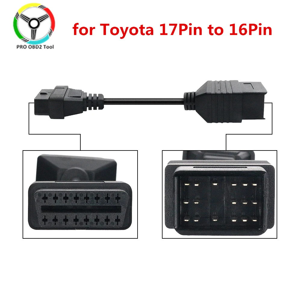 Соединительный адаптер кабель в наличии для Toyota 17Pin к OBD2 16Pin Female OBDII 17 контактный