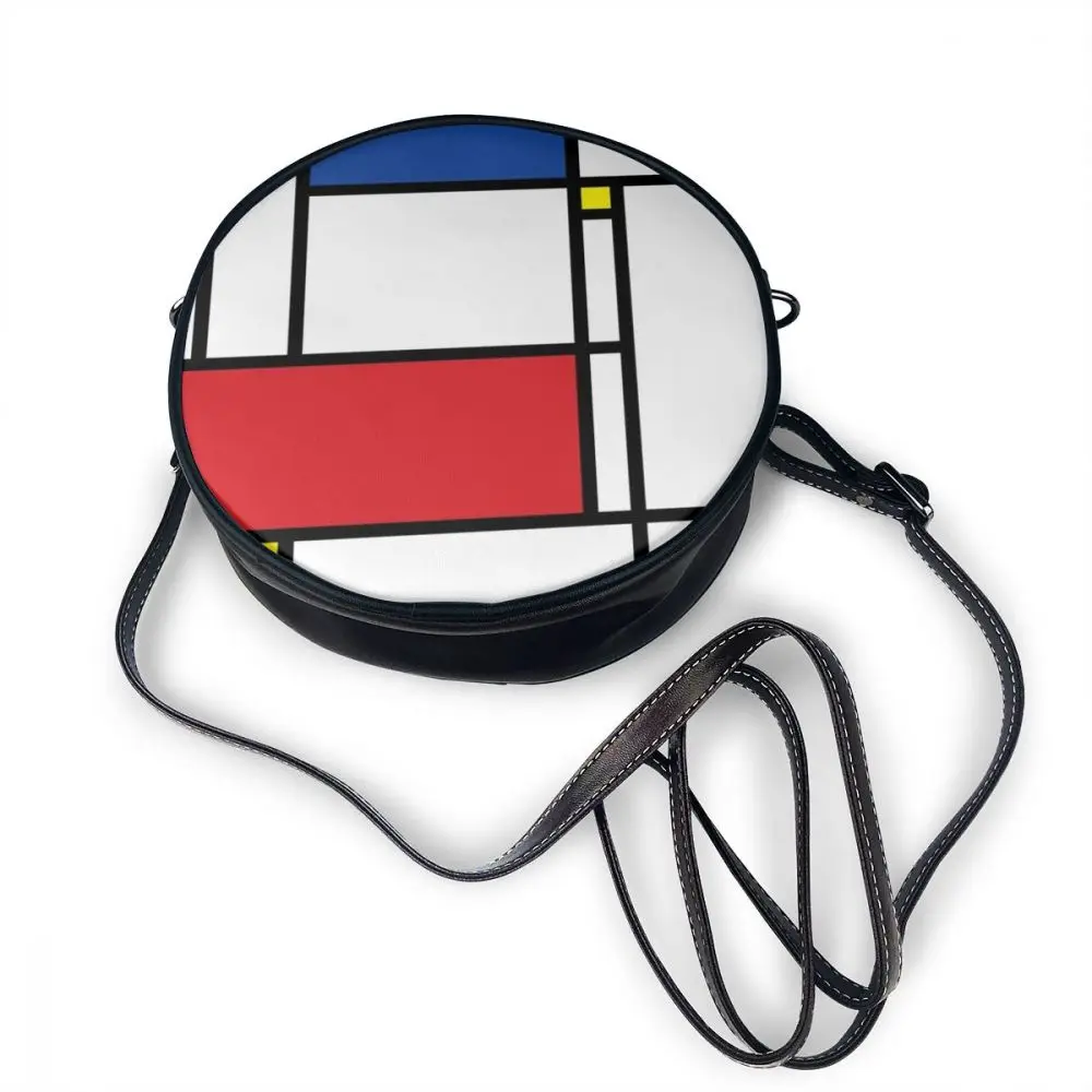 Поп Арт сумка на плечо Mondrian Минималистичная De Stijl Современная Художественная кожаная сумка Уличная мульти карманная женская сумка принт тренд круглая сумка