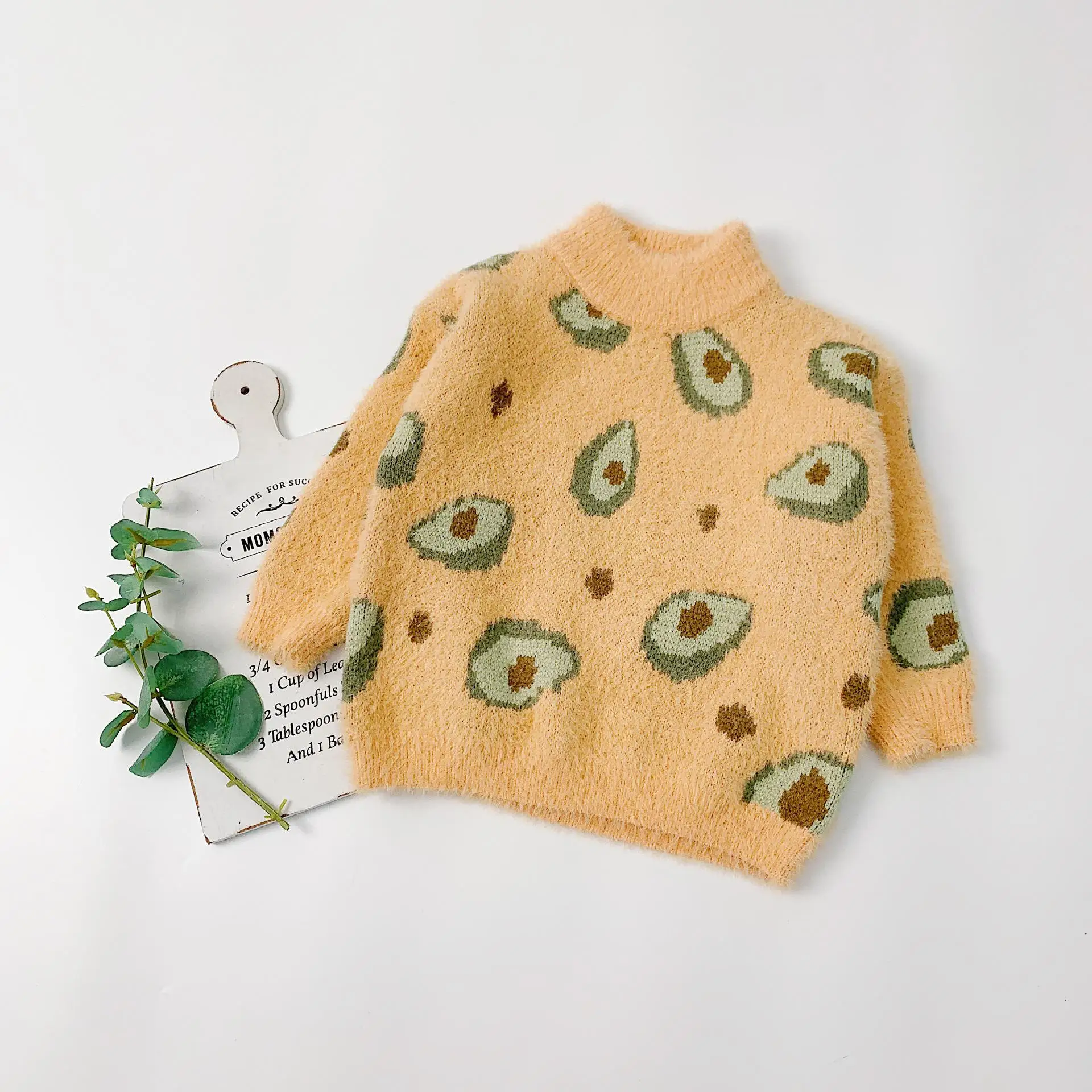 Детская одежда свитер для девочек с авокадо из норки Детская осенняя Новая Вязаная одежда Топ для девочек, детский зимний свитер - Цвет: Оранжевый