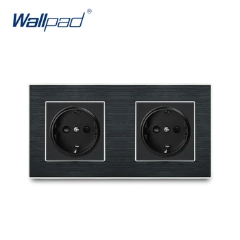 

Double EU Socket German Standard Wallpad Luxury Wall Outlet Satin Metal Panel 172*86mm Wall Power Outlet Schuko