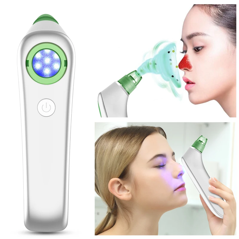 

Electric Blackhead Remover Vacuum Acne sution Extractor blue light pores shrinking Facial Pore Cleanser Removal Tool with 4 Repl