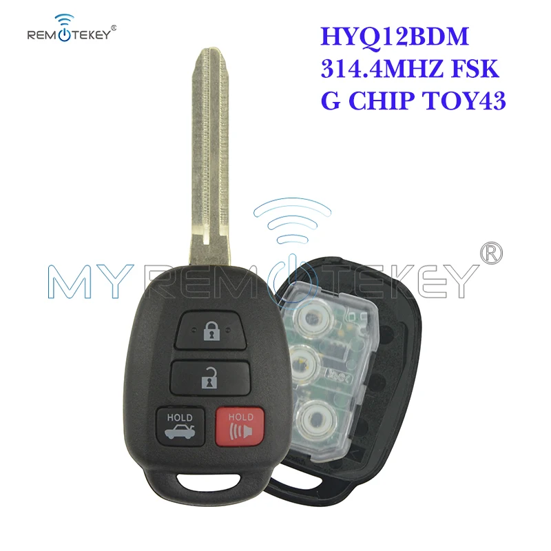 

Remtekey HYQ12BDM 4 кнопки 314,4 МГц G чип TOY43 ключ лезвие для Toyota Camry 2012 2013 2014 ключ