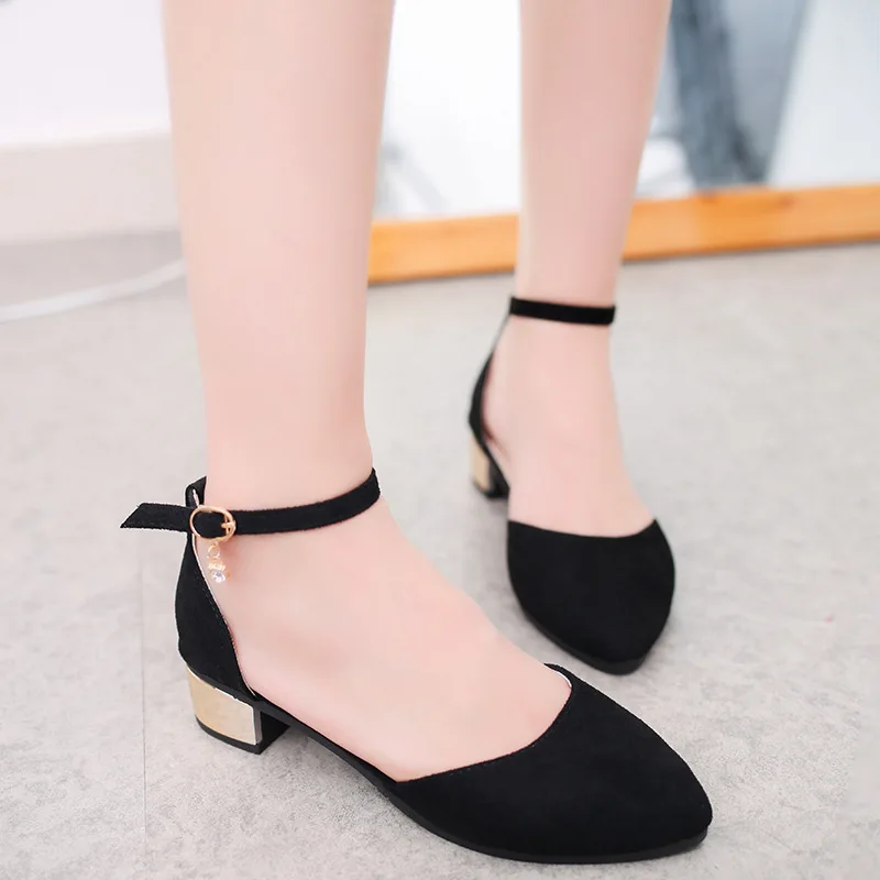 

Flat Shoes Pointed Toe Casual Ankle Strap Buckle Comfortable Ballet Plus Size Shoes Women Shallow Flat Leather Shoes hjm7
