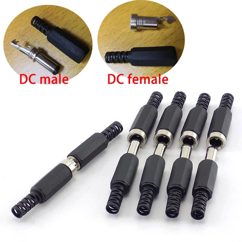 

10Pcs CCTV DC Male Female Connectors Power Jack Plug cable Extension cord adaptor Cctv Camera Security System DIY 2.1*5.5MM