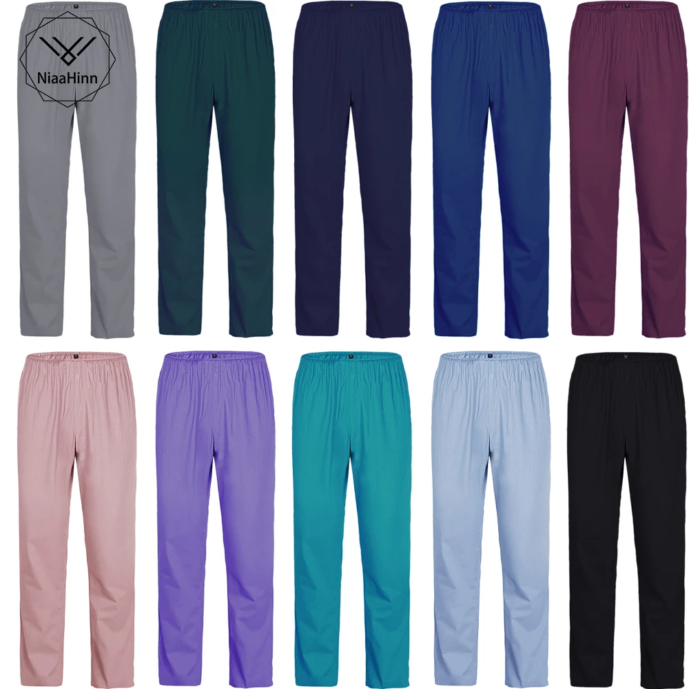 

Comfortable medical top unisex summer scrub pants nursing workers solid color thin and light lab coat pants nurse accessories