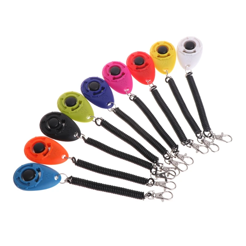 

Pets Training Obedience Aid Wrist Clicker Spring Strap Button Dogs Puppy Agility