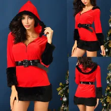 Женское сексуальное нижнее белье, Рождественский Халат с капюшоном, бархатное нижнее белье, халат, пижама с поясом, юбка, одежда для сна, пижама