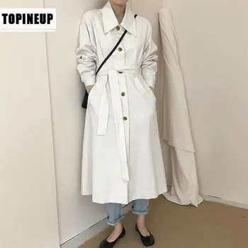

Spring and Autumn Casual Loose Medium and Long Over-The-Knee trench Double-Breasted long coat women