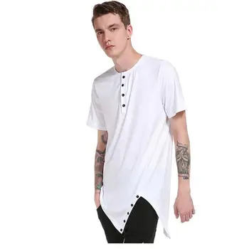 

10637-Men's round neck T-shirt solid color loose clothes five points men's clothing