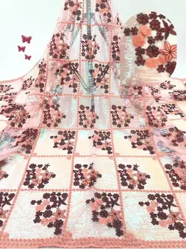 

nice looking sequins tulle mesh lace fabric with good quality SYJ-9421 for party dress