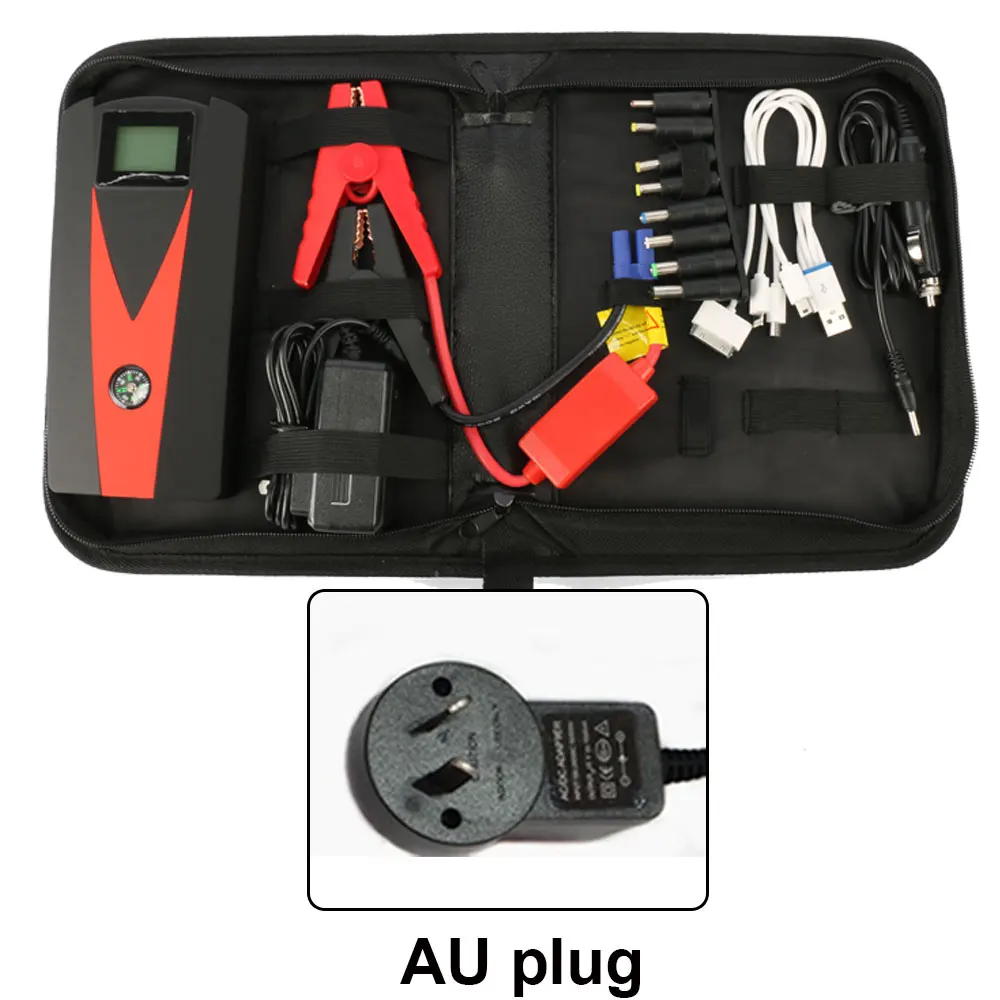 AU Plug 4 пробки на выбор, стартер для автомобиля, 24000 мА/ч, высокая мощность, 12 В, 800 А, для портативного автомобильного аккумулятора, зарядное устройство, пусковое устройство - Цвет: AU Plug