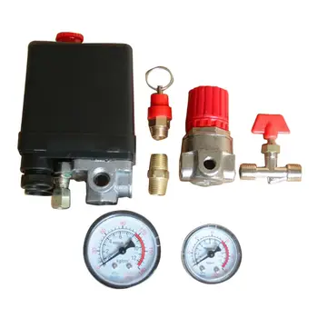 

90-120 PSI Air Compressor Pressure Control Switch Valve Manifold Regulator with Gauges Relief D5BD