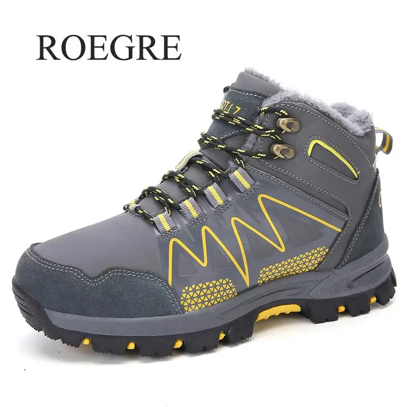 

Plus Size 39-48 2019 Men Boots High Quality Winter Fur Warm Ankle Snow Boots Men Winter Rubber Work Boots Causal Men Sneakers