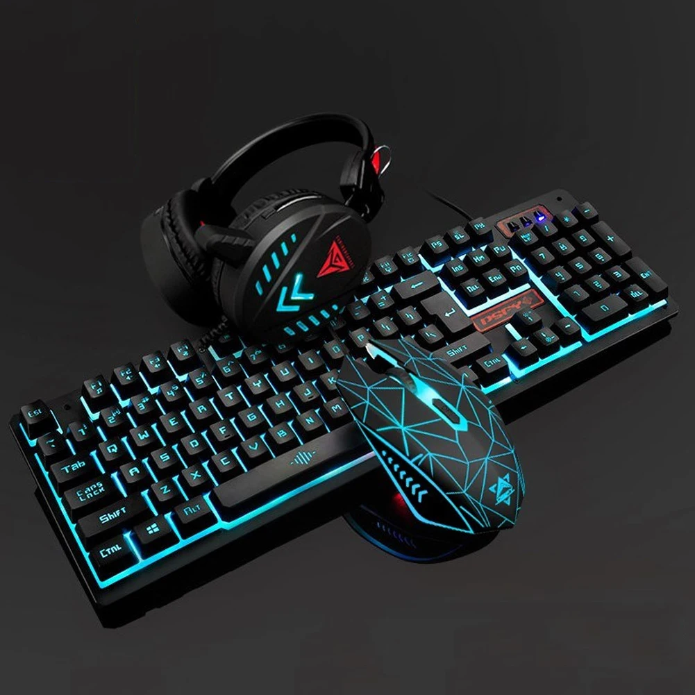  4Pcs Pad USB Computer Waterproof Gaming Mouse Headset Home Illuminated Wired Backlight Desktop Ergo