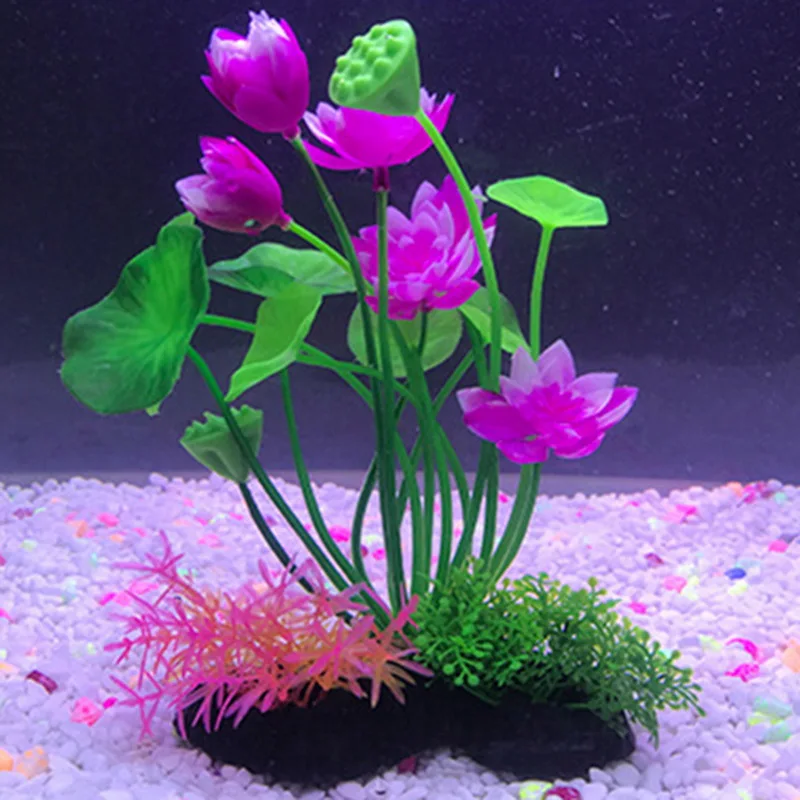 Бонсай цветок искусственные растения аквариум Растения для аквариума украшение для аквариума украшения растения водные растения цветок декоративный - Цвет: Red Lotus