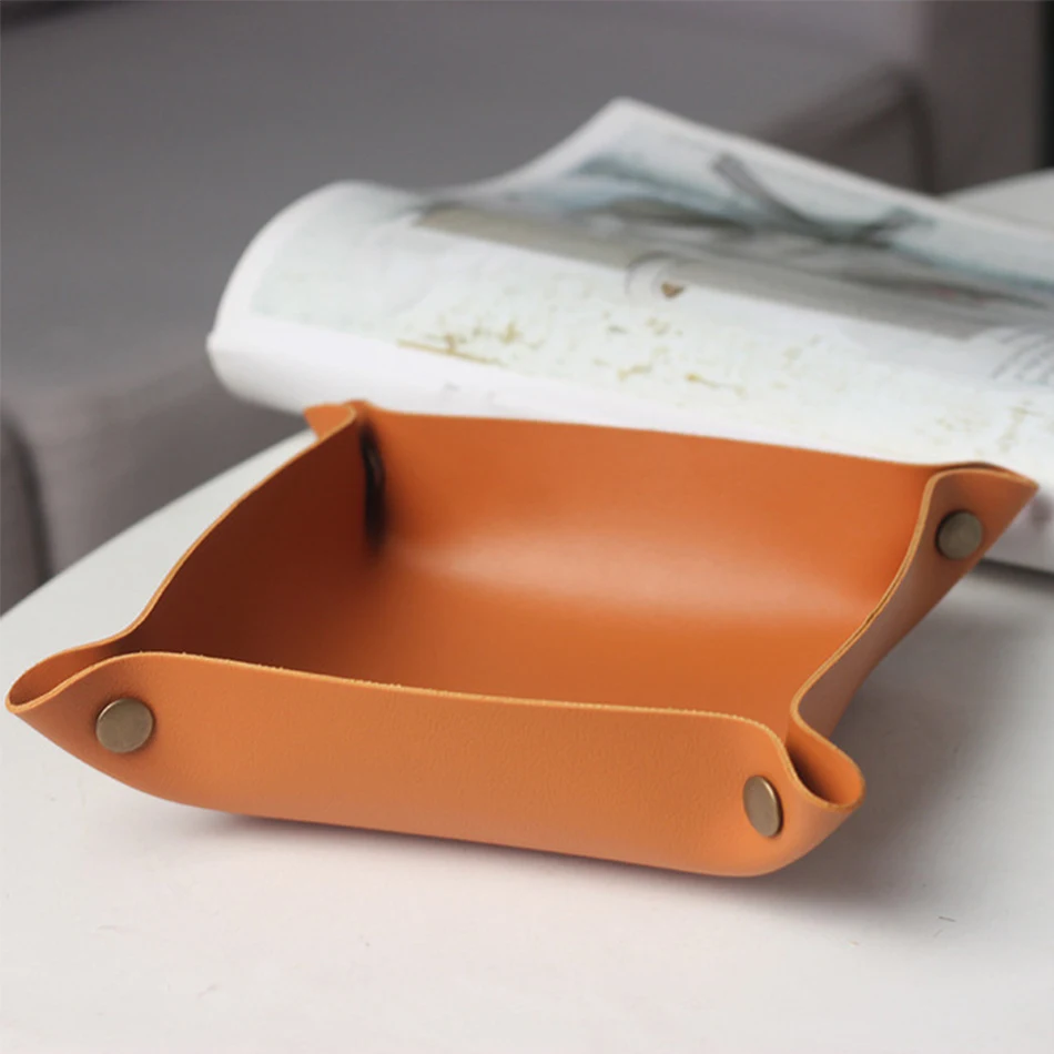 Plateau Valet En Cuir Synthétique JackCubeDesign - 6 Compartiments, Pour Clés, Téléphone, Portefeuille, Bijoux (noir)