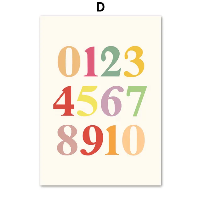 Numbers Letters Flower Little Prince Fox Anime Wall Art Canvas Painting Nordic Posters And Prints Wall Pictures Kids Room Decor D