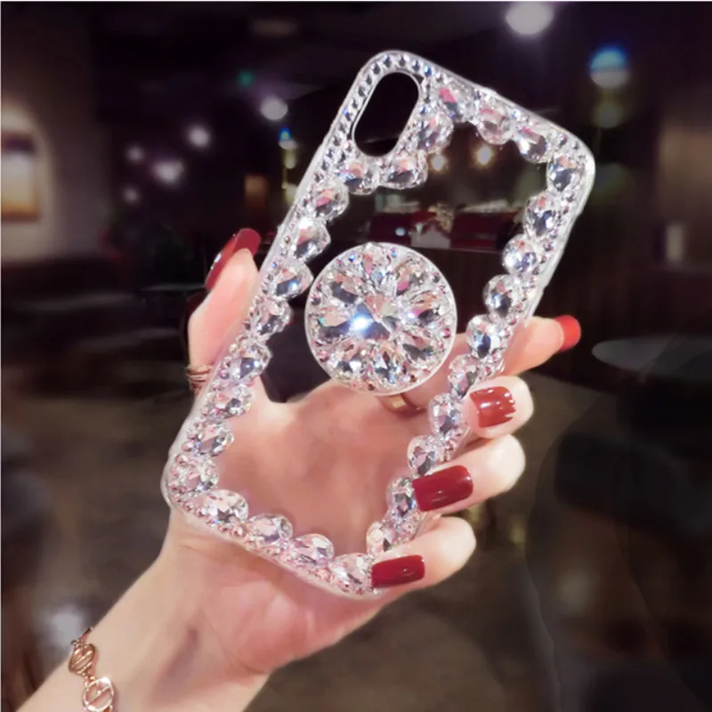 

Bling Stone Case For iphone15 14 Plus 11 Pro 12 13 mini 15pro max XSMAX XR 7 8PLUS Cases Diamond Airbag bracket Stand Coque