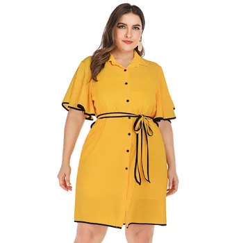 

dress women Plus Size Vestidos Large Size fashion Summer Dress Elegant Casual Female party dress yellow holday dress for women