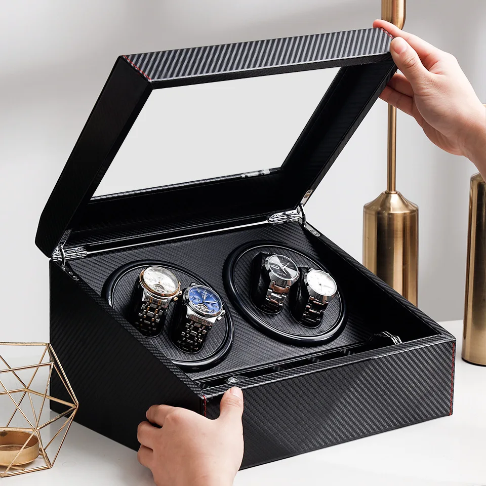 Nordic Luxury 5 Slots Watch Box Organizer Wooden Watch Box Case Wood Brown Storage Mechanical Display Box with Lock Gift