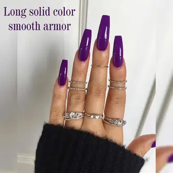 

Fake Nails Long Section Almond Impress Press On Nails False Gloss Sharp Pops Nep With Glue New Black Sticker Artificial Nai U6Z7