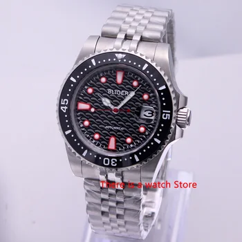 

Bliger 40mm Automatic Mechanical Men Watch Luxury Brand Business Sapphire Glass Luminous Waterproof Calendar Wristwatch Men
