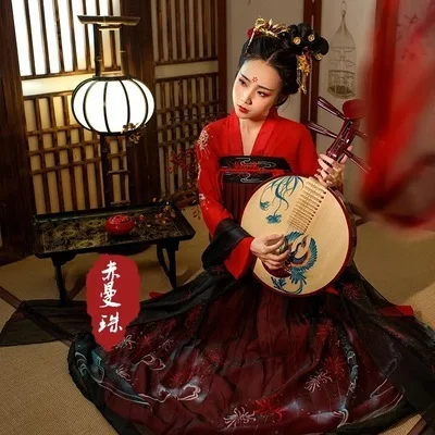 

Hanfu Woman Adult Embroidery Improvement Chest Jacket Skirt Student Ancient Costume In National Customs Fairy Skirt Elegant Fund