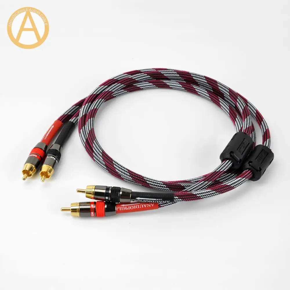 Hifi Rca Cable 4n Rca 2 Rca Male Audio Cable Amplifier Preamp 0.5m 0
